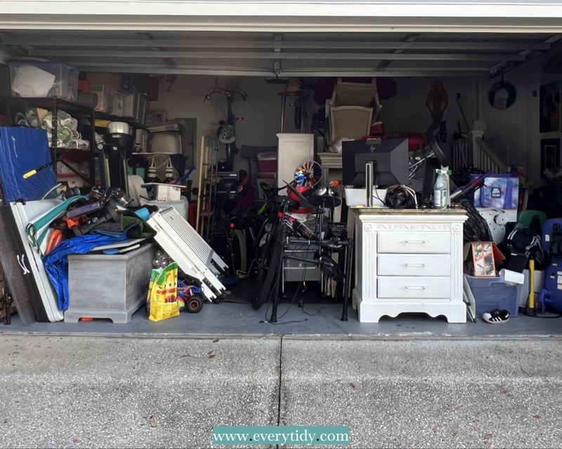 Cluttered space before organizing