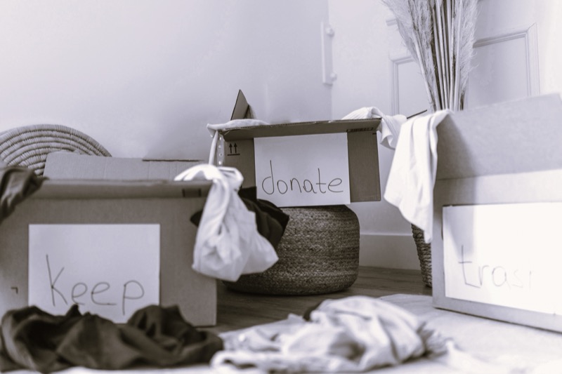 Clean decluttered room with minimal furniture